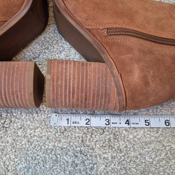 Lucky Brand Pinktone Ankle Booties Size 7.5 Suede Block Heel - Picture 5 of 7